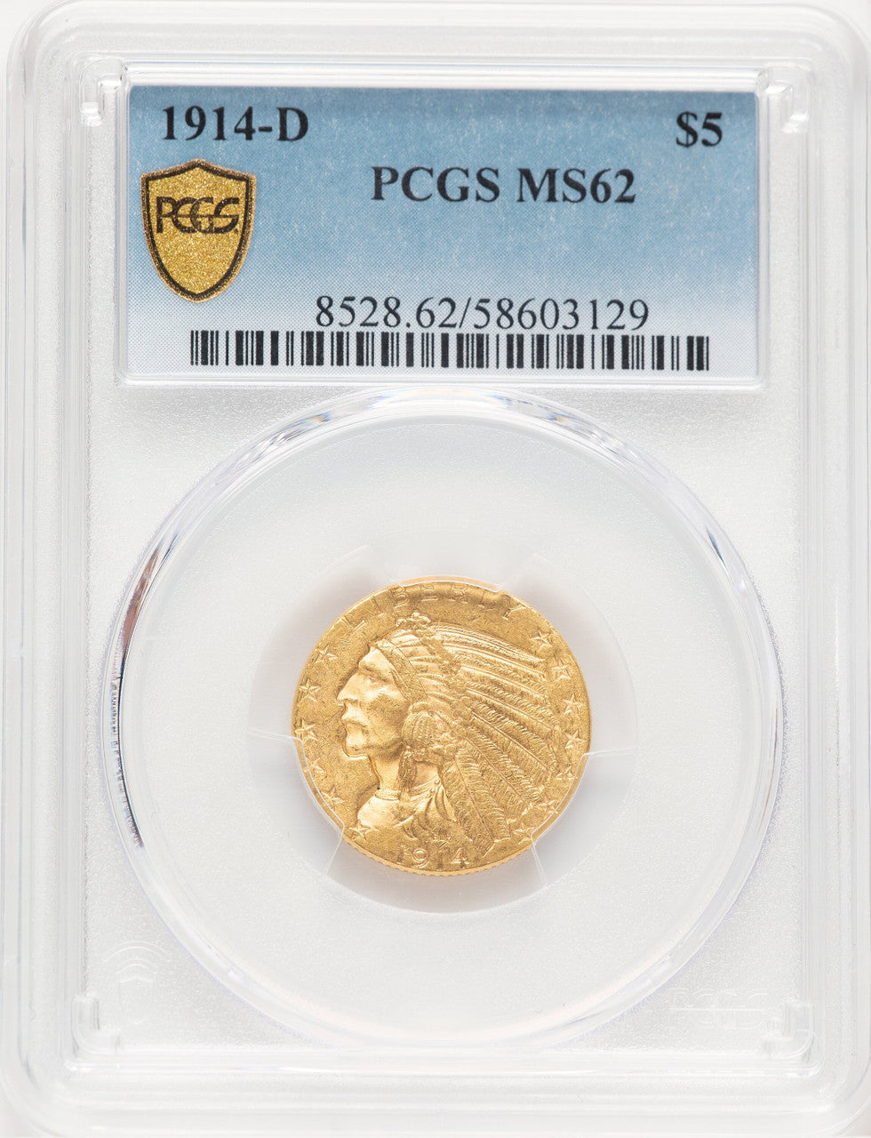 1914-D $5 Indian Half Eagle PCGS MS62