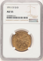 1911-D $10 Indian Eagle NGC AU55 (778979008)