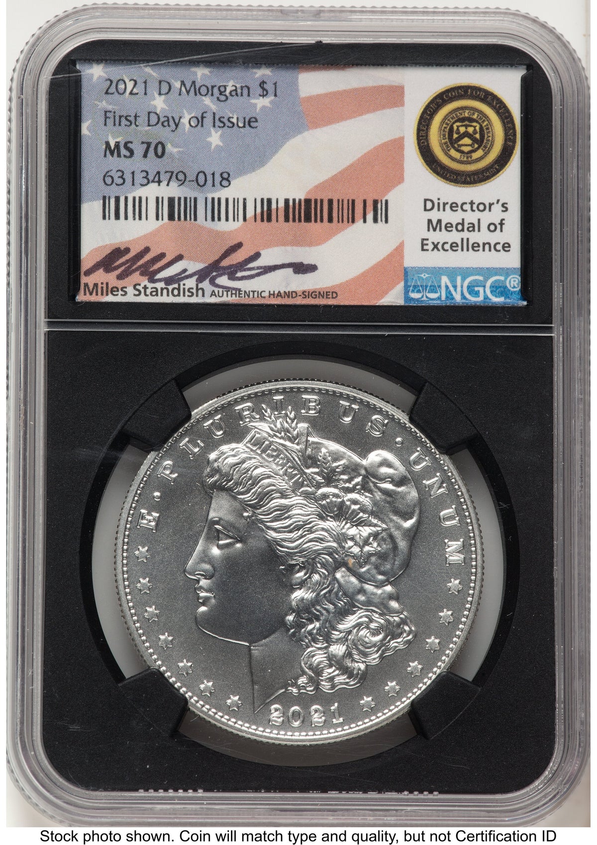 2021 6 Coin Morgan & Peace Dollar Set FDI Miles Standish NGC MS70