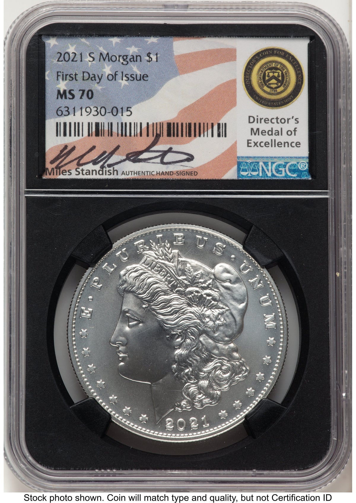 2021 6 Coin Morgan & Peace Dollar Set FDI Miles Standish NGC MS70