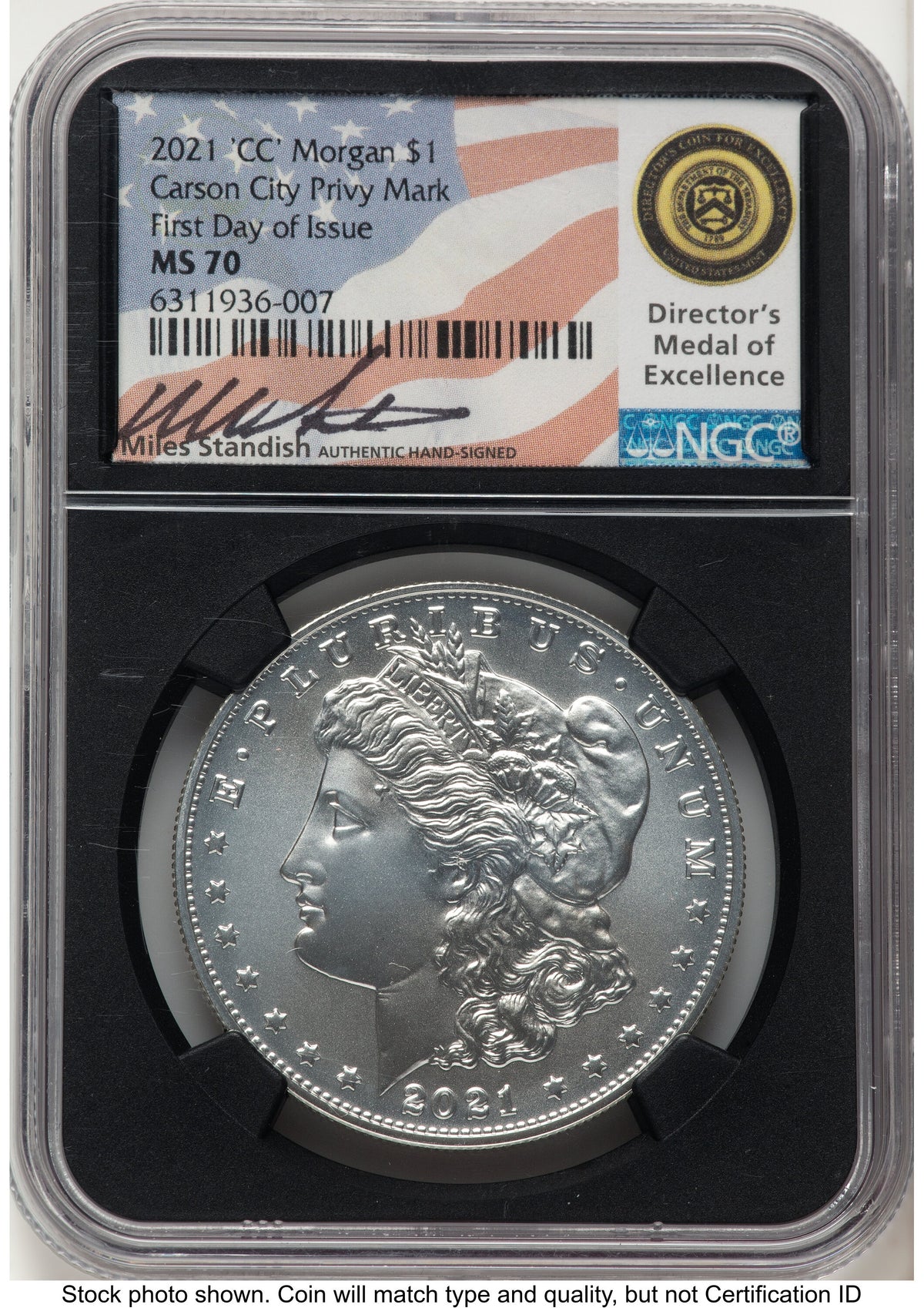 2021 6 Coin Morgan & Peace Dollar Set FDI Miles Standish NGC MS70