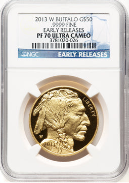 2013-W Proof Gold Buffalo 1 oz ER Blue NGC PF70