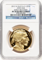 2013-W Proof Gold Buffalo 1 oz ER Blue NGC PF70