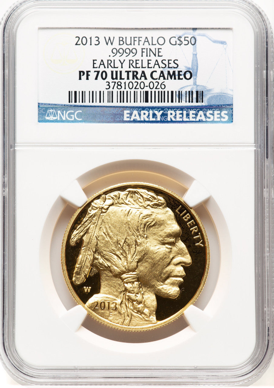 2013-W Proof Gold Buffalo 1 oz ER Blue NGC PF70