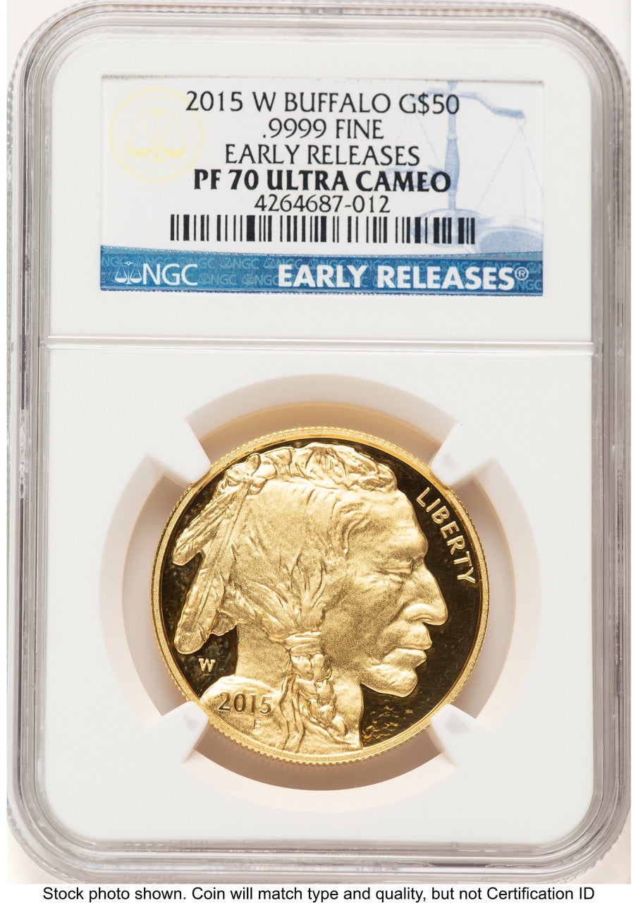 2015-W Proof Gold Buffalo 1 oz ER Blue NGC PF70