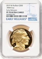 2019-W Proof Gold Buffalo 1 oz ER Blue NGC PF70