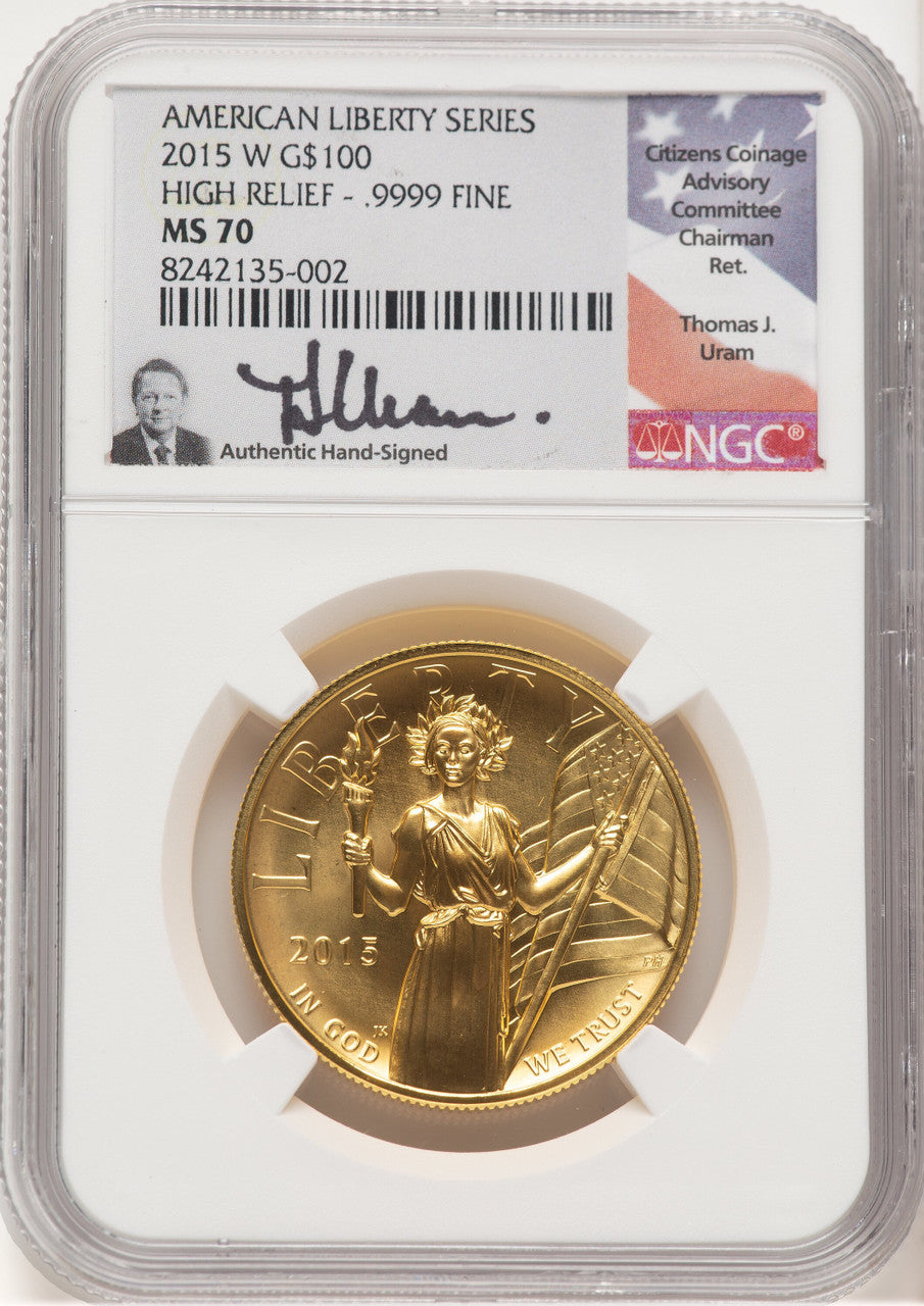 2015-W G$100 American Liberty High Relief Thomas Uram NGC MS70