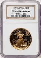 1991-W Proof Gold Eagle 1 oz Brown Label NGC MS70