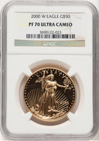 2000-W Proof Gold Eagle 1 oz Brown Label NGC MS70