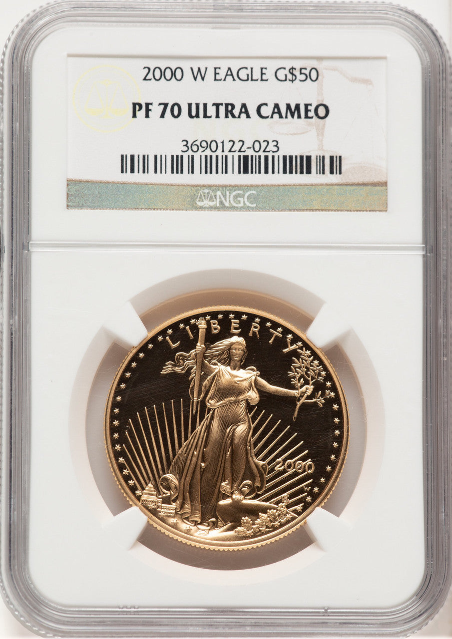 2000-W Proof Gold Eagle 1 oz Brown Label NGC MS70