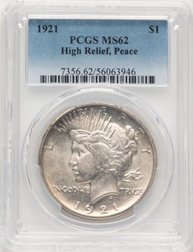 1921 Peace Dollar PCGS MS62