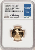 2021-W Type 1 Proof Gold Eagle 1/4 oz NGC MS70 Ed Moy