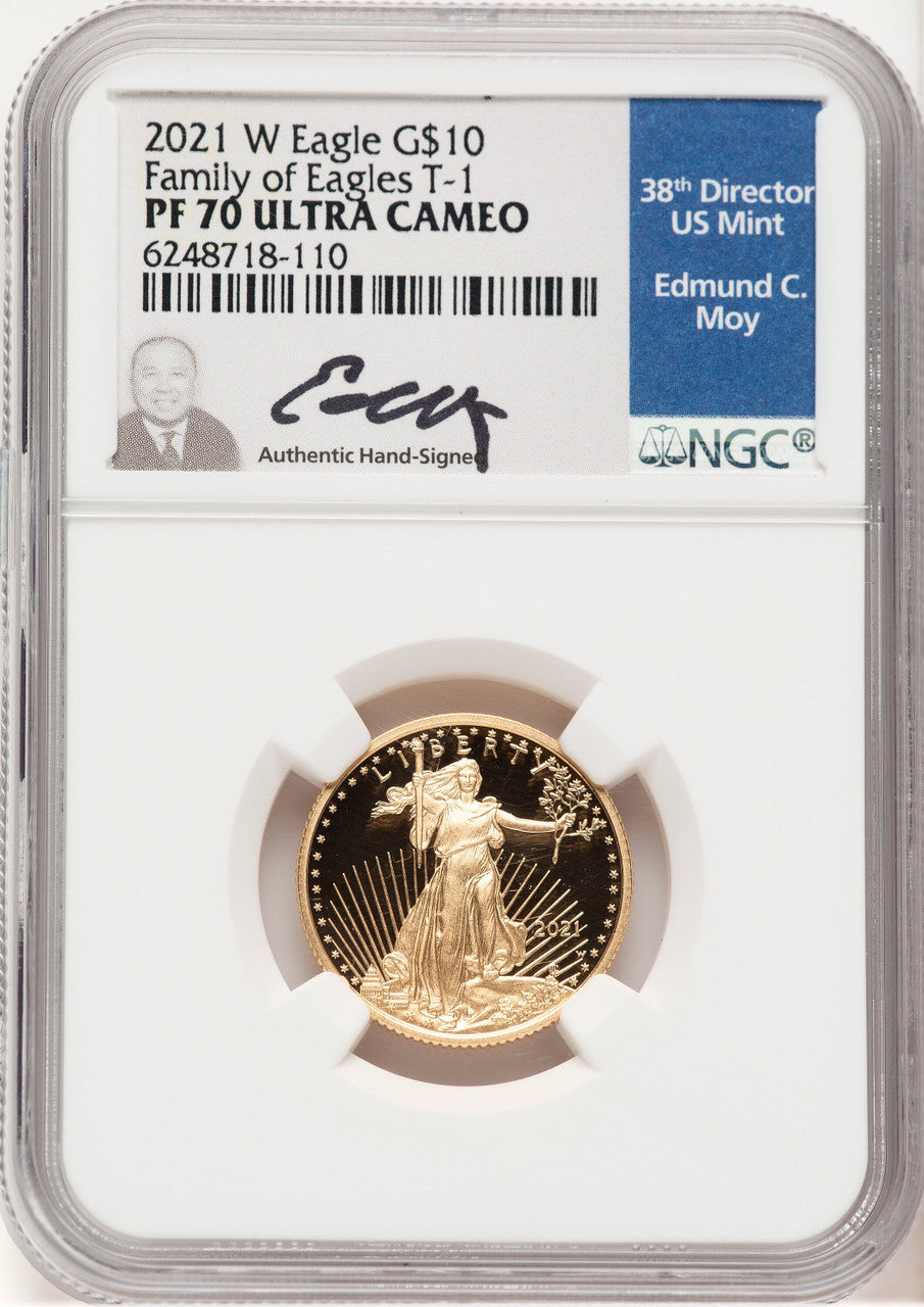 2021-W Type 1 Proof Gold Eagle 1/4 oz NGC MS70 Ed Moy