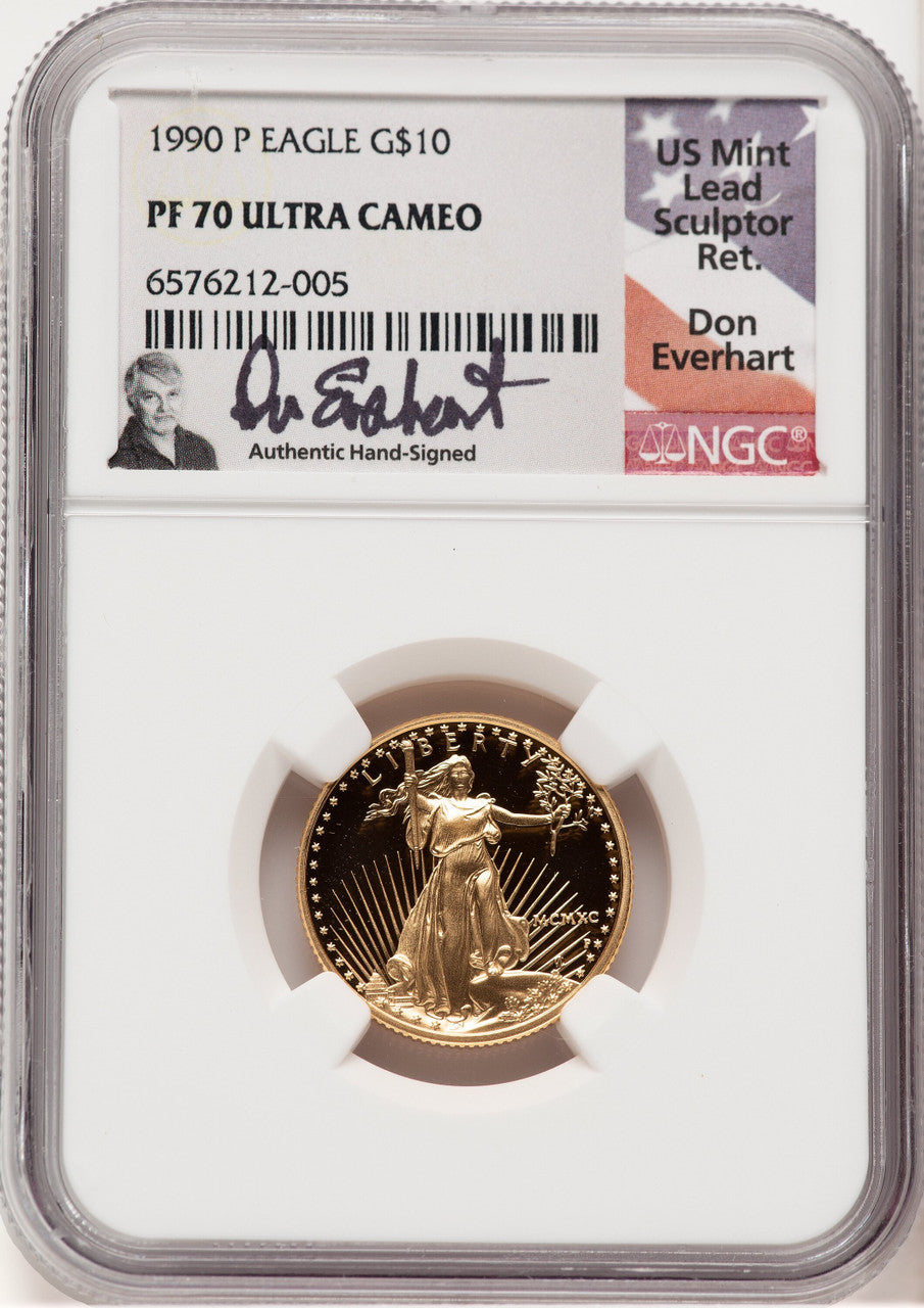 1990-P Proof Gold Eagle 1/4 oz Don Everhart NGC MS70