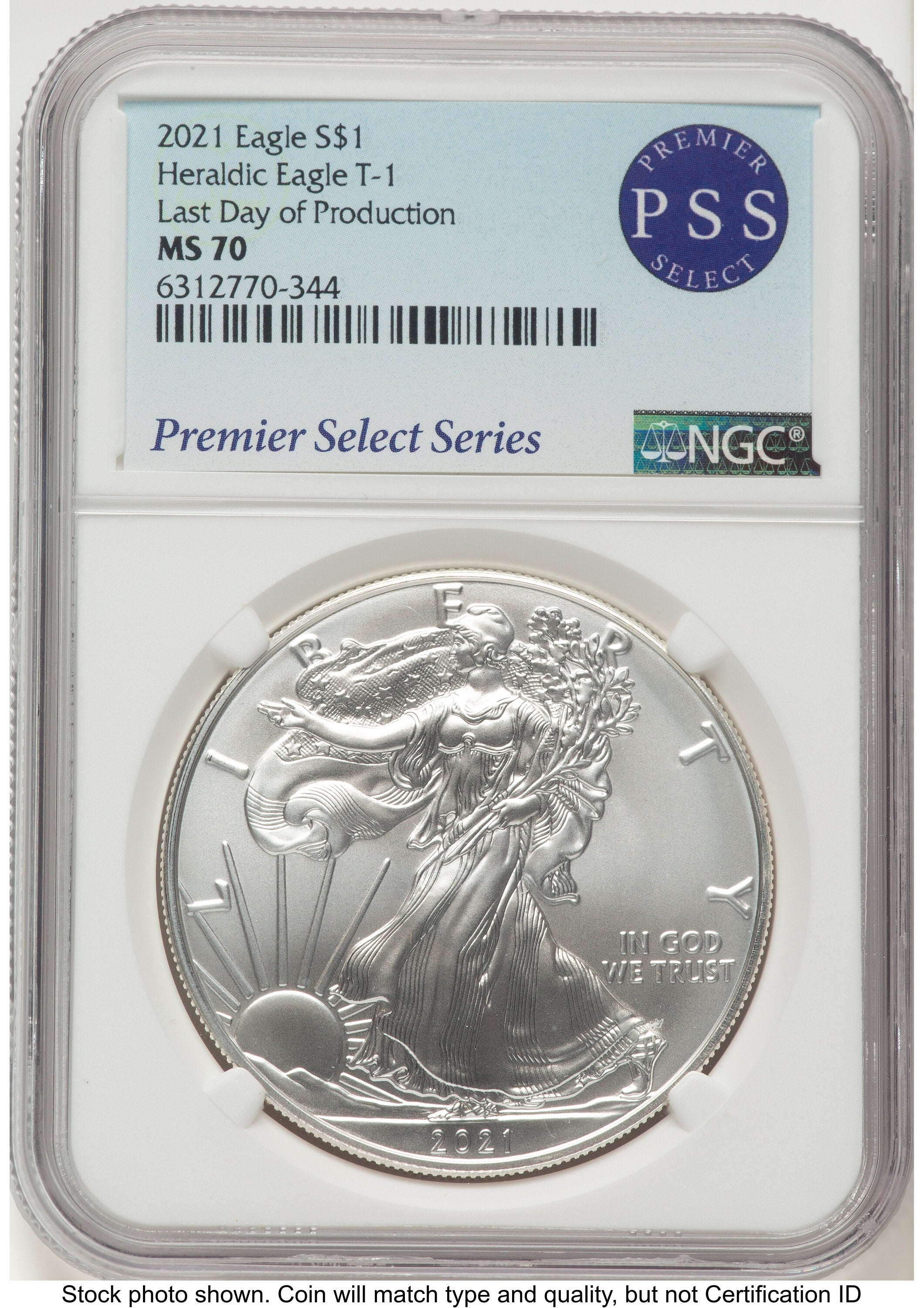 2021 Silver Eagle Type 1 Premier Select Series Last Day of Production NGC MS70