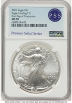 2021 Silver Eagle Type 2 Premier Select Series First Day of Production NGC MS70