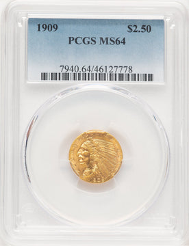 1909 $2.50 Blue Gradient Indian Quarter Eagle PCGS MS64