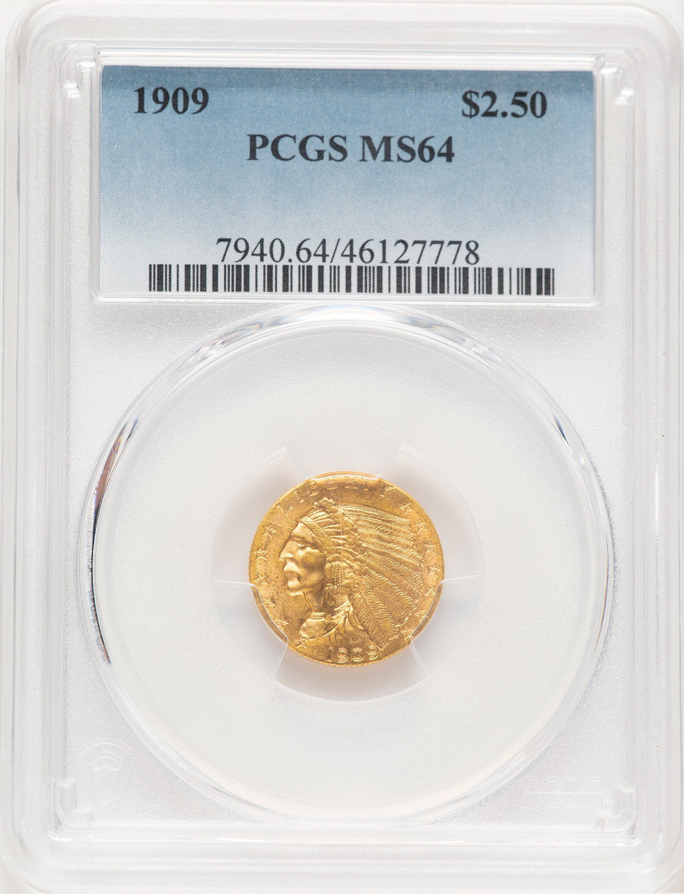 1909 $2.50 Blue Gradient Indian Quarter Eagle PCGS MS64