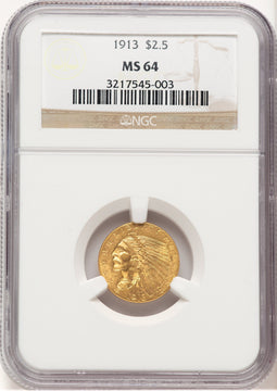 1913 $2.50 Indian Quarter Eagle NGC MS64 (779092005)