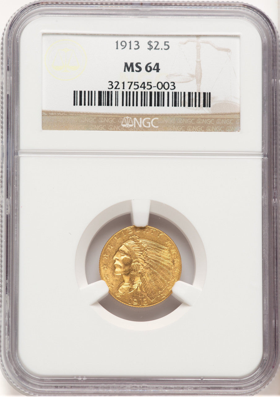 1913 $2.50 Indian Quarter Eagle NGC MS64 (779092005)