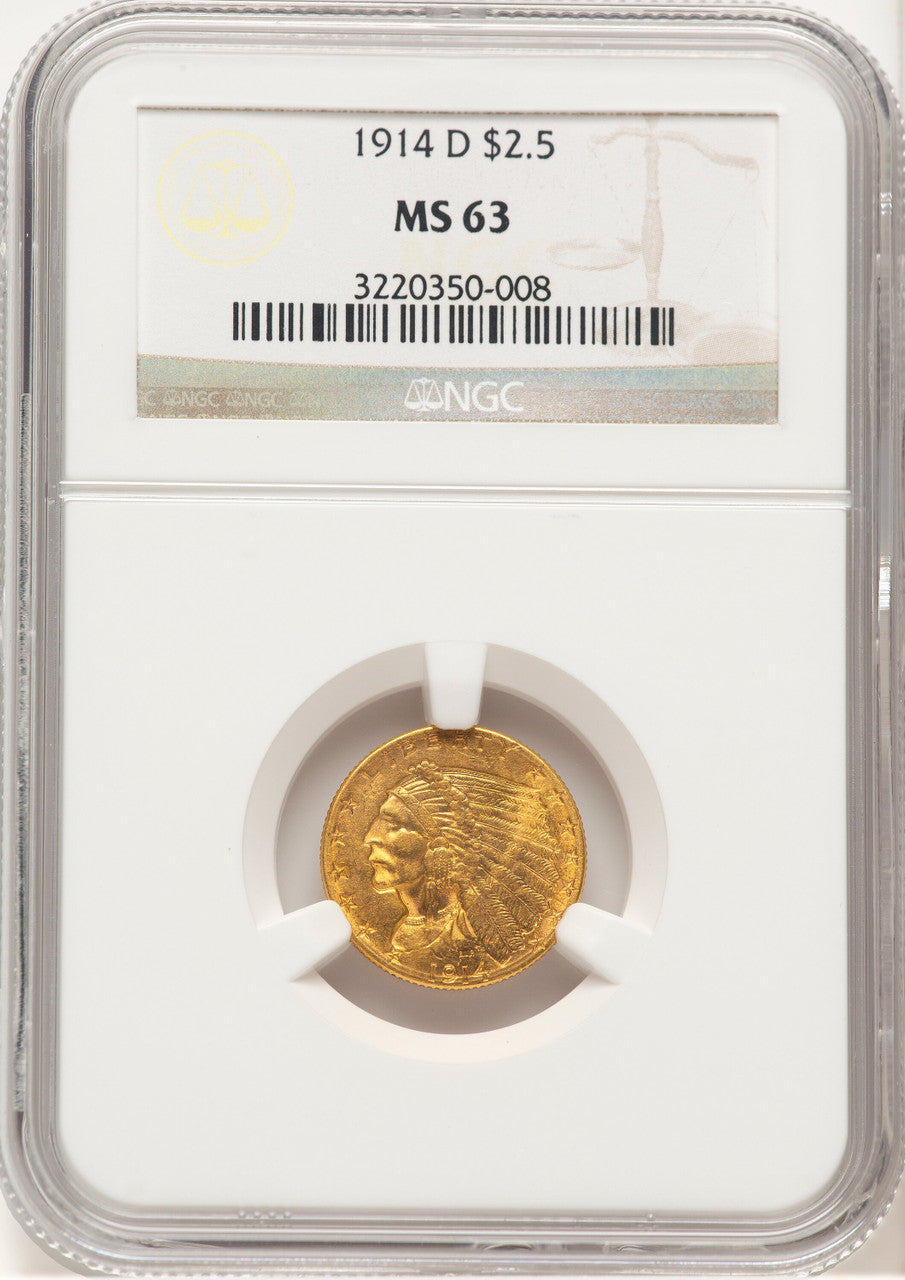 1914-D $2.50 Indian Quarter Eagle NGC MS63 (779092007)