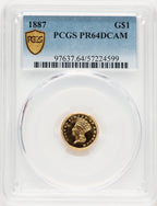 1887 G$1 Proof Gold Dollar PCGS PR64