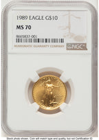 1989 Gold Eagle 1/4 oz Brown Label NGC MS70