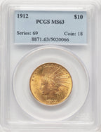 1912 $10 Indian Eagle PCGS MS63 (779130001)