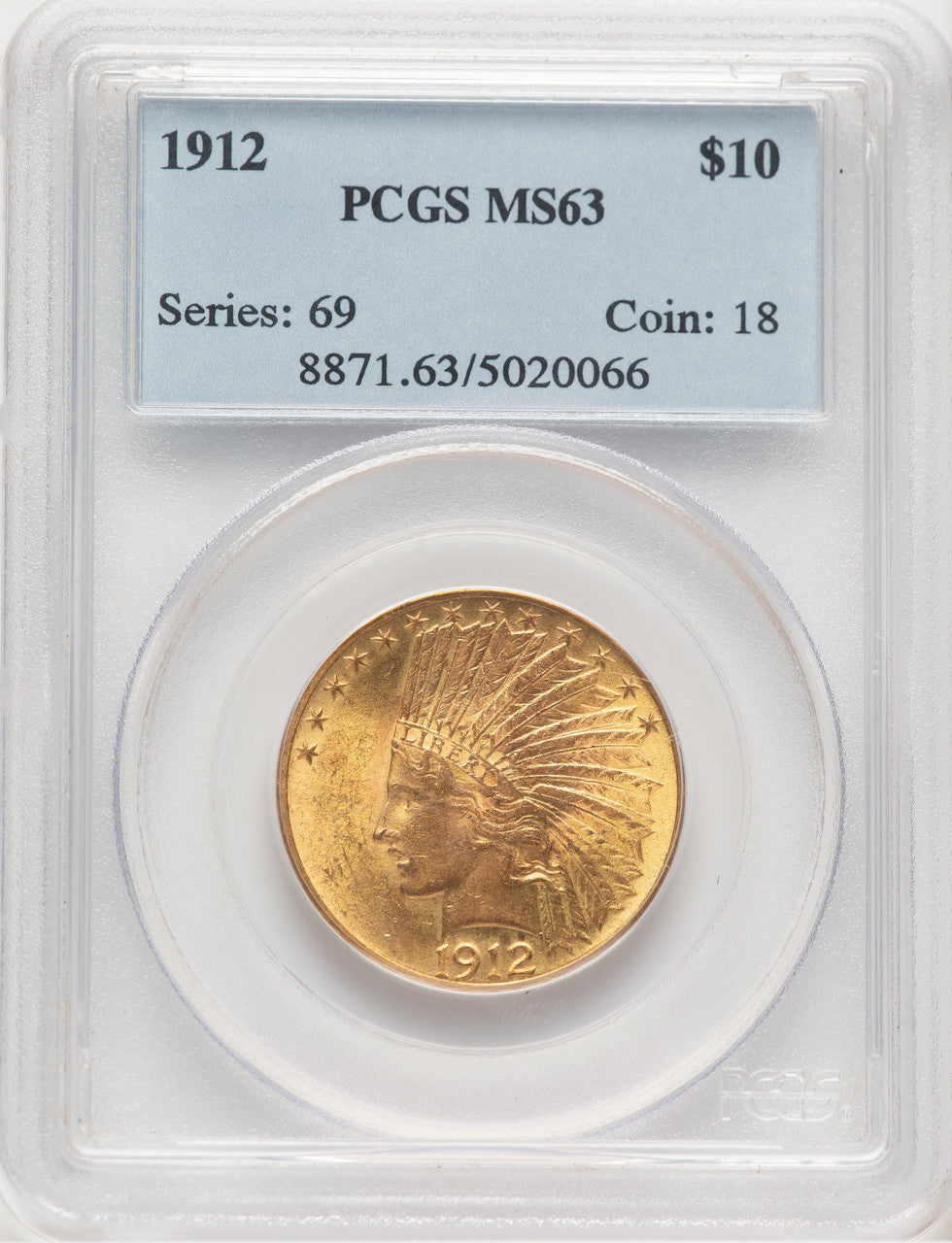 1912 $10 Indian Eagle PCGS MS63 (779130001)