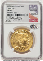 2008-W Burnished Gold Buffalo 1 oz Mike Castle NGC MS70