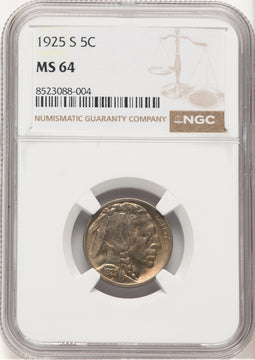 1925-S 5C Buffalo Nickel NGC MS64