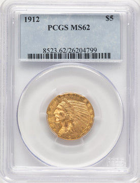 1912 $5 Indian Half Eagle PCGS MS62 (779143029)