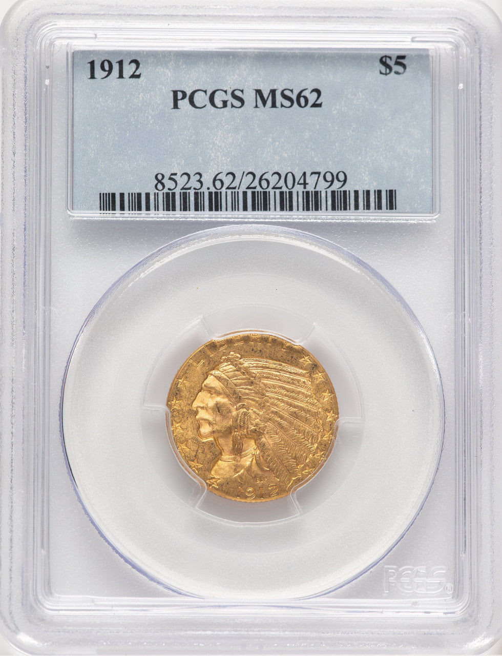1912 $5 Indian Half Eagle PCGS MS62 (779143029)