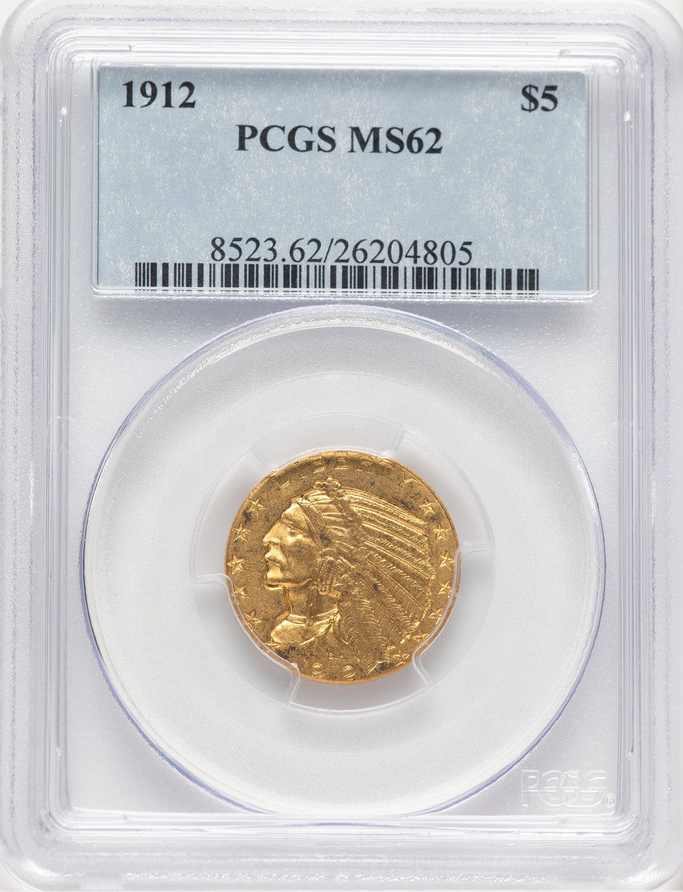 1912 $5 Indian Half Eagle PCGS MS62 (779143035)