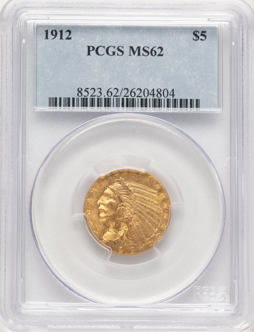 1912 $5 Indian Half Eagle PCGS MS62 (779143037)