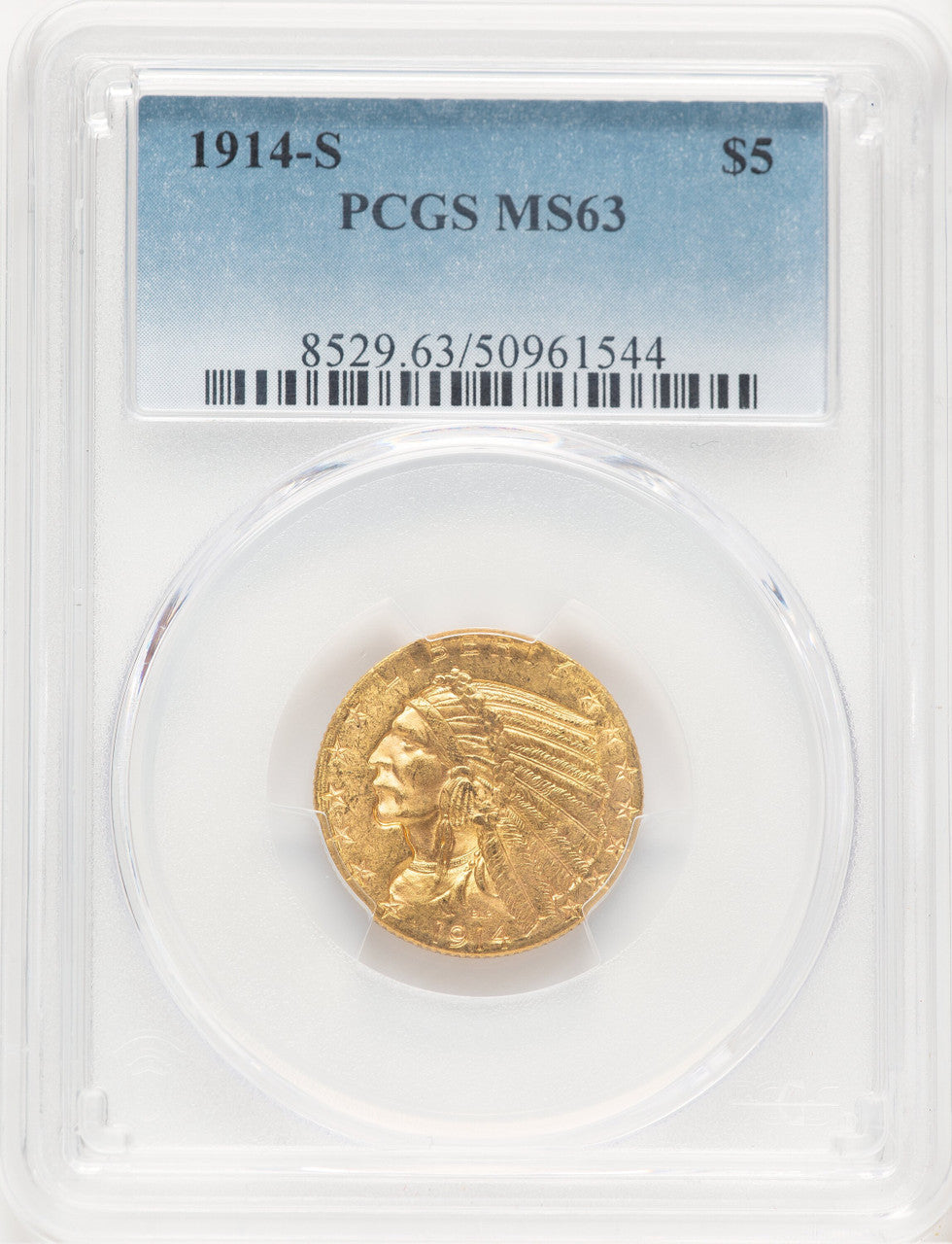 1914-S $5 Indian Half Eagle PCGS MS63 (779159003)