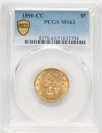 1890-CC $5 Liberty Half Eagle PCGS MS63