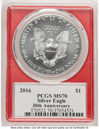 2016 Silver Eagle Trump  History in Your Hands  Red Frame Label PCGS MS70