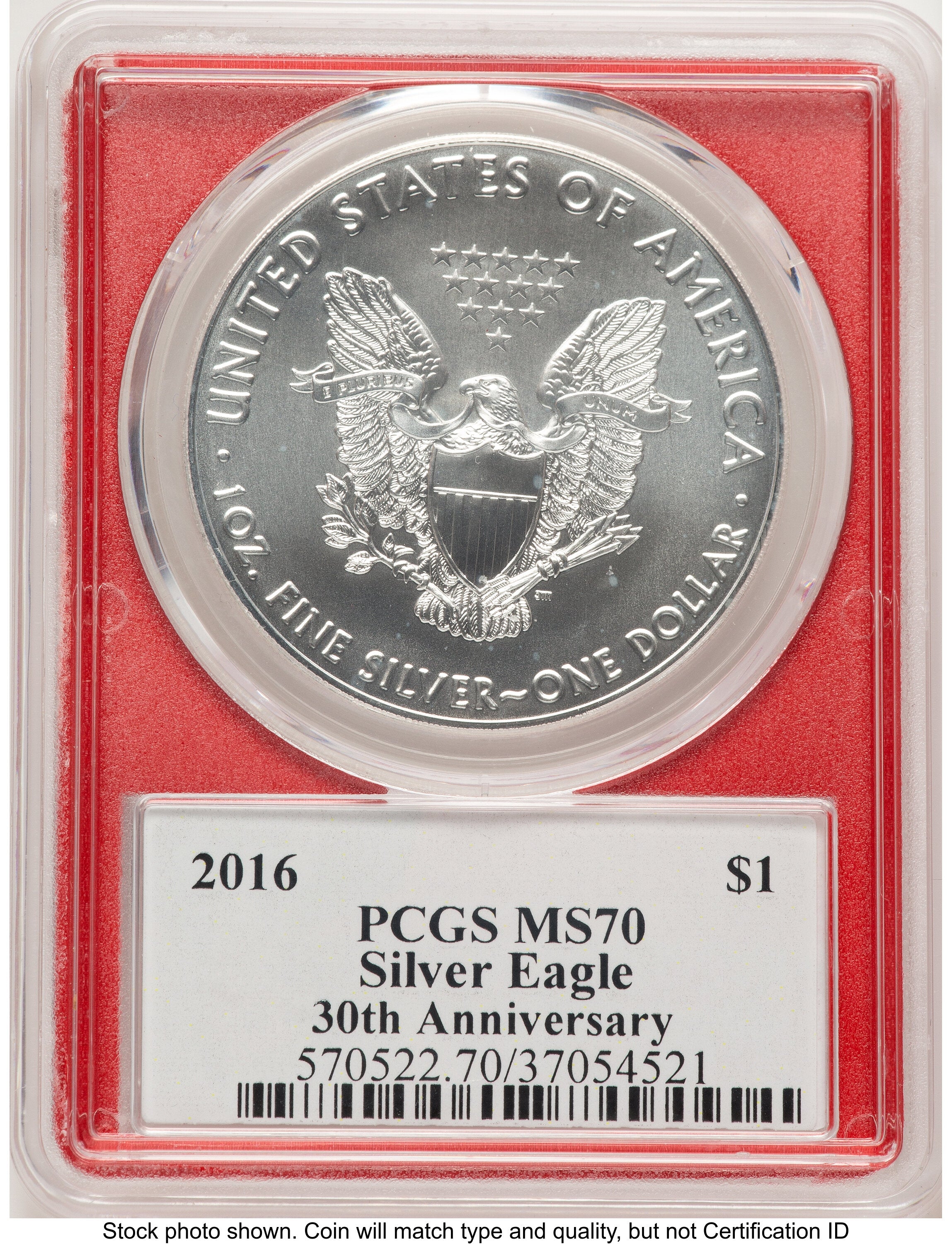 2016 Silver Eagle Trump  History in Your Hands  Red Frame Label PCGS MS70