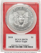 2018 Silver Eagle Trump  History in Your Hands  Red Frame Label PCGS MS70