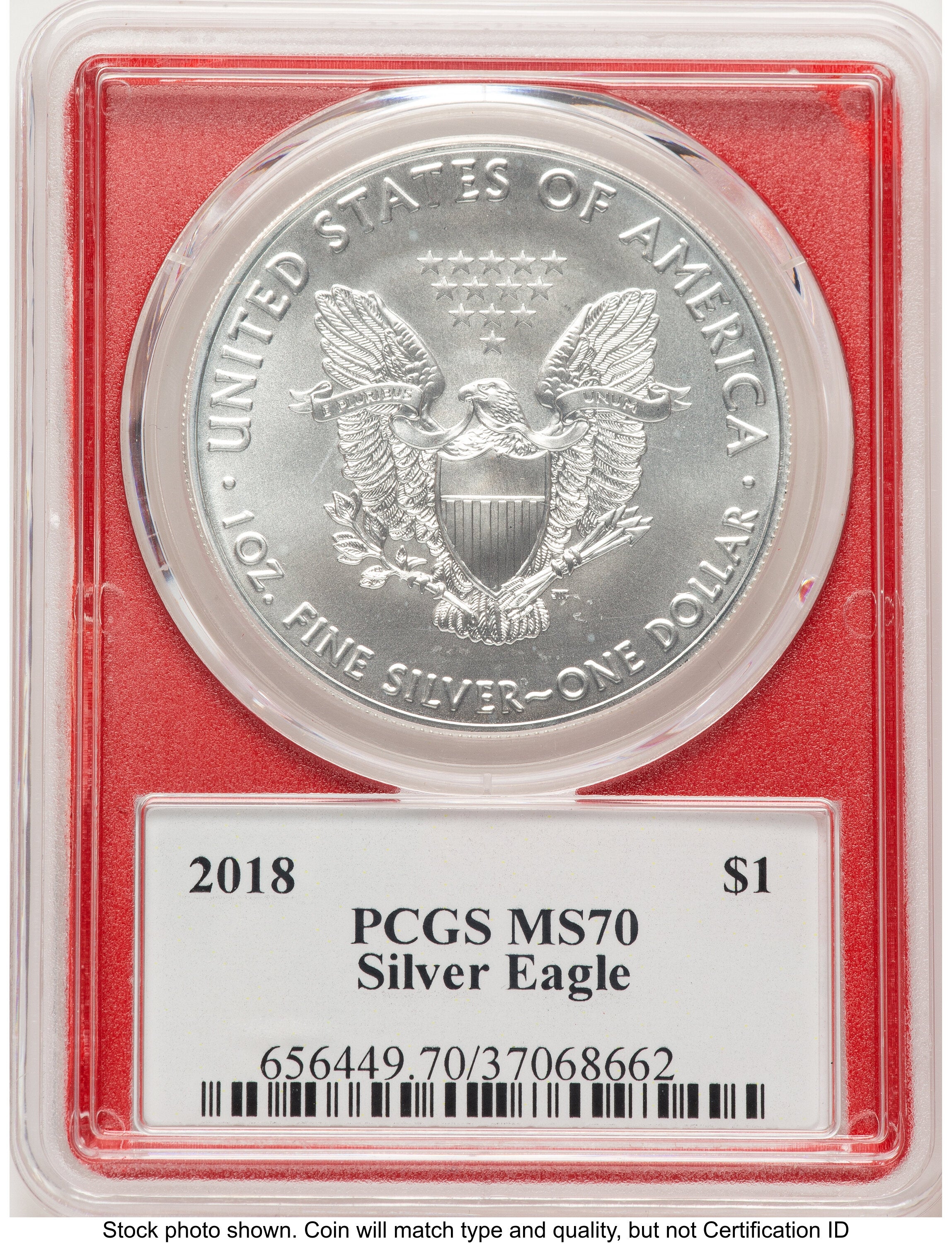 2018 Silver Eagle Trump  History in Your Hands  Red Frame Label PCGS MS70