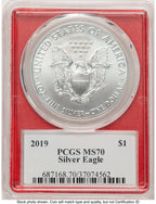 2019 Silver Eagle Trump  History in Your Hands  Red Frame Label PCGS MS70