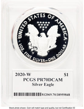 2020-W Proof Silver Eagle 1 oz Premier Label PCGS PR70