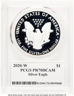 2020-W Proof Silver Eagle 1 oz Premier Label PCGS PR70