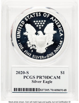 2020-S Proof Silver Eagle 1 oz Premier Label PCGS PR70