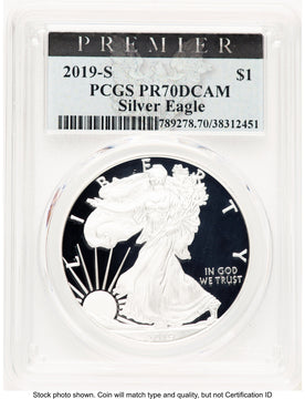 2019-S Proof Silver Eagle 1 oz Premier Label PCGS PR70