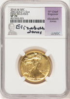 2016-W 50C Walking Liberty 100th Anniversary Gold Centennial ER Elizabeth Jones NGC MS70