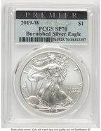 2019-W Burnished Silver Eagle 1 oz Premier Label PCGS MS70