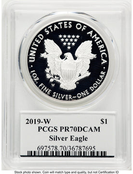 2019-W Proof Silver Eagle 1 oz Premier Label PCGS PR70