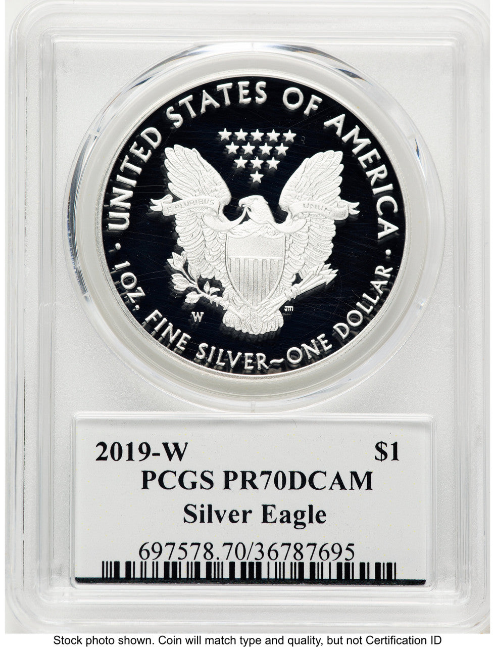 2019-W Proof Silver Eagle 1 oz Premier Label PCGS PR70